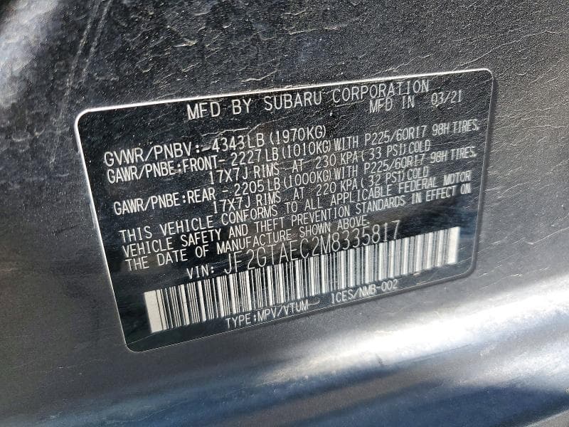 2021 SUBARU CROSSTREK PREMIUM 13