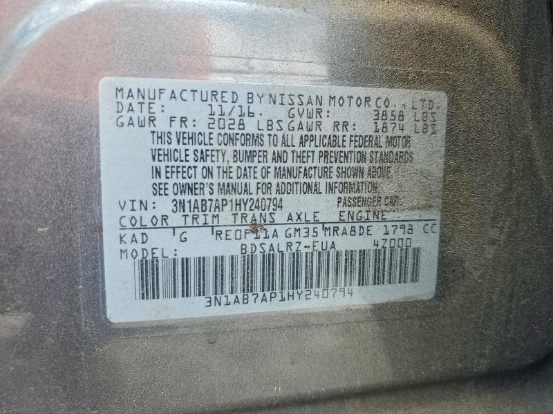 2017 NISSAN SENTRA SR 13