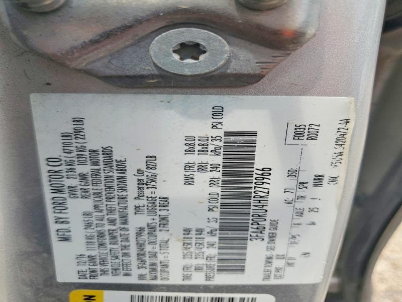 2017 FORD FUSION TITANIUM HEV 12