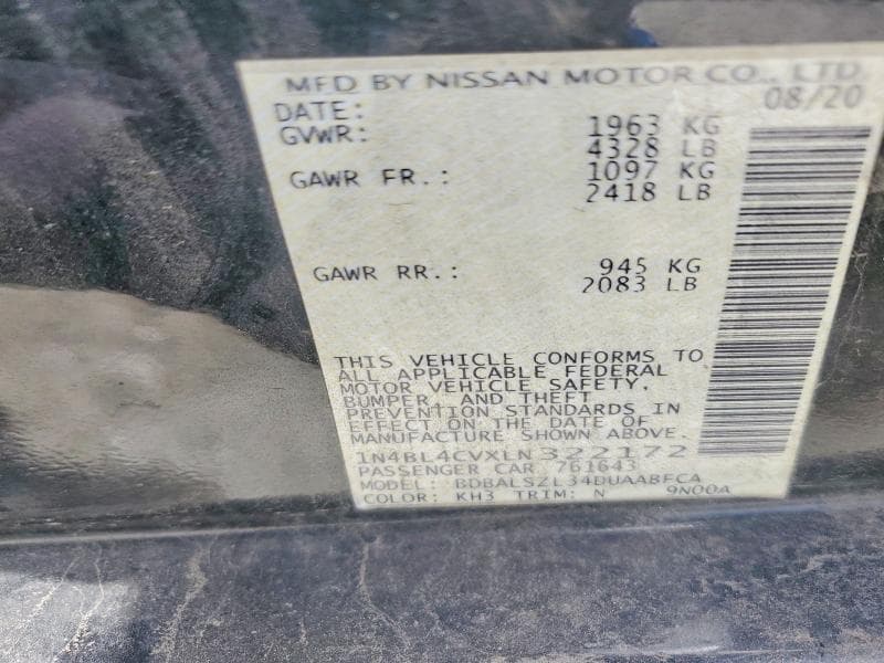 2020 NISSAN ALTIMA SR SR 12