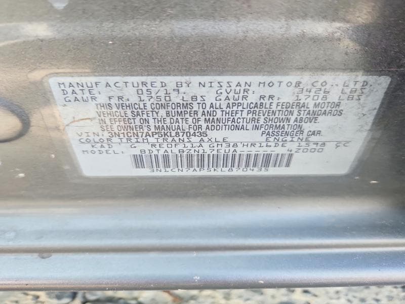 2019 NISSAN VERSA SV 12