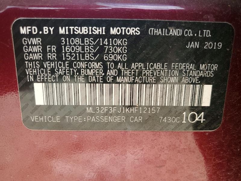 2019 MITSUBISHI MIRAGE G4 ES 12