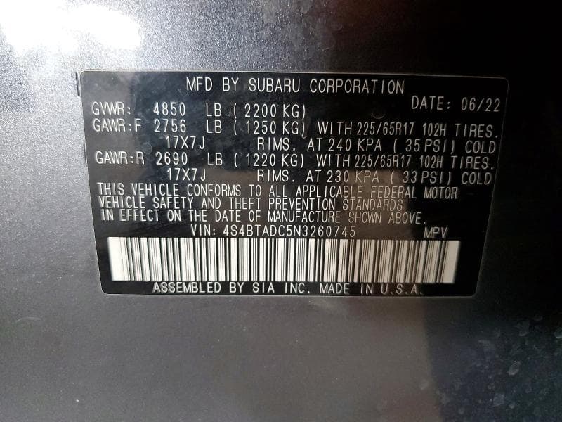 2022 SUBARU OUTBACK PREMIUM 12