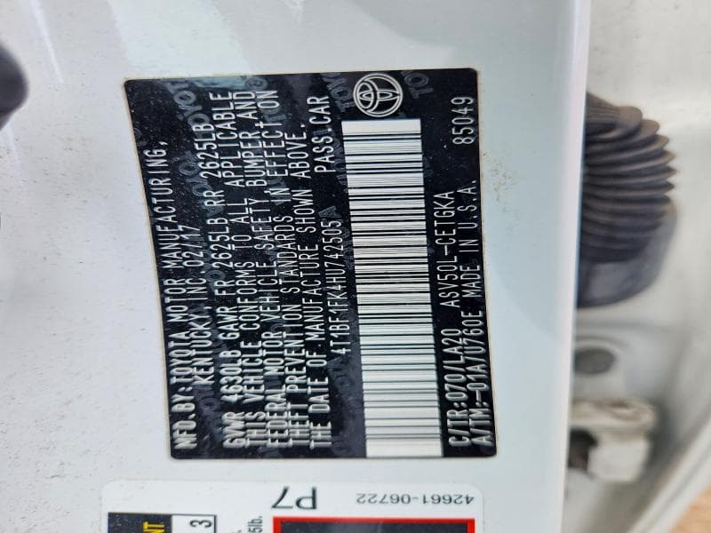 2017 TOYOTA CAMRY XLE XLE 13