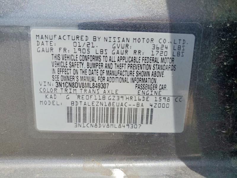 2021 NISSAN VERSA S 13