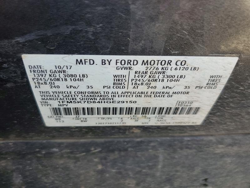 2017 FORD EXPLORER XLT XLT 12