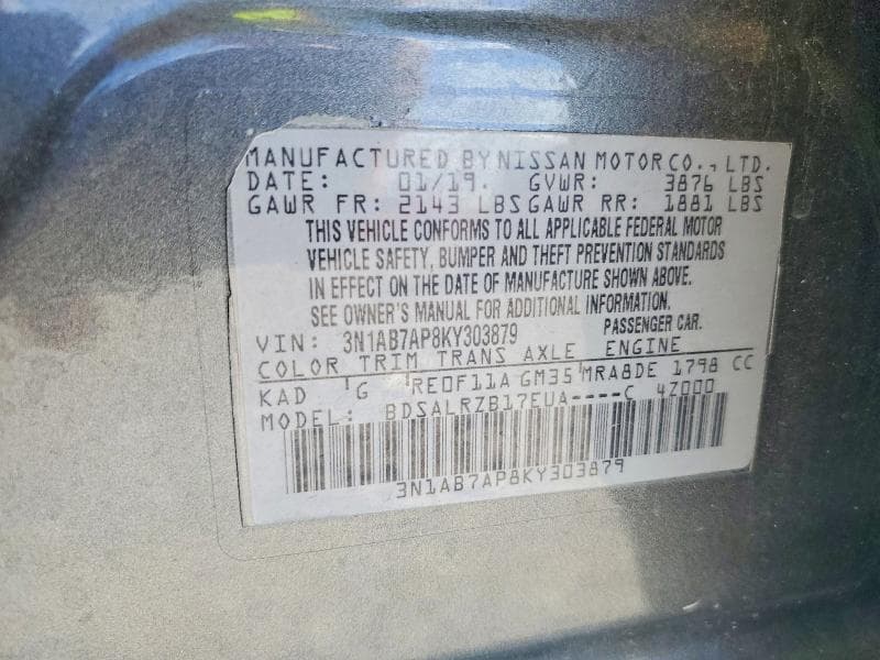 2019 NISSAN SENTRA SR SR 12