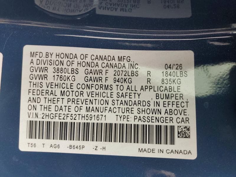 2026 HONDA CIVIC SPORT SPORT 12