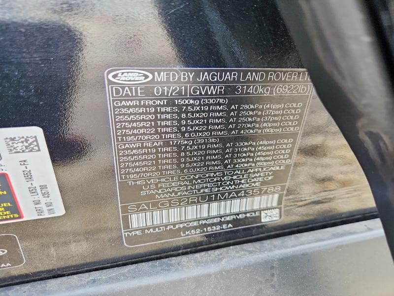 2021 LAND ROVER RANGE ROVER HSE WESTMINSTER EDITION 13