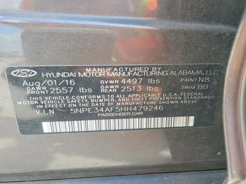 2017 HYUNDAI SONATA LIMITED 12