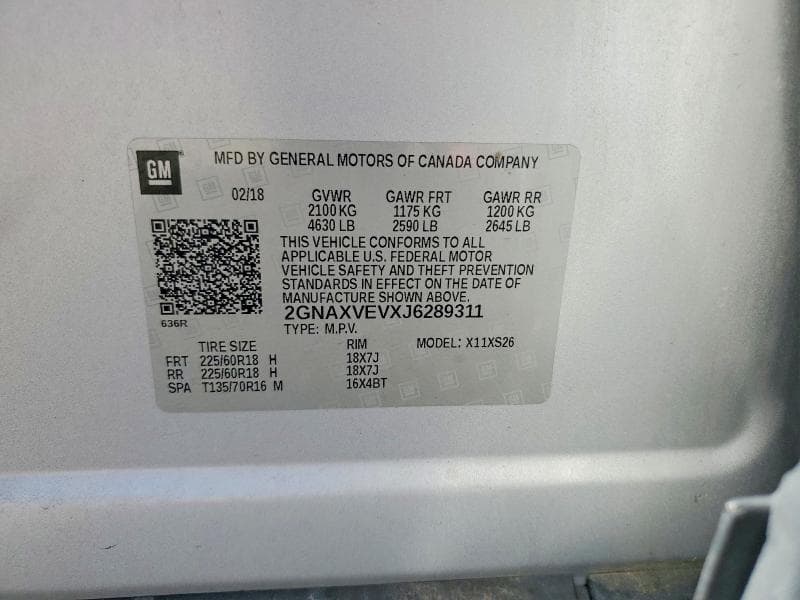 2018 CHEVROLET EQUINOX PREMIER PREMIER 13