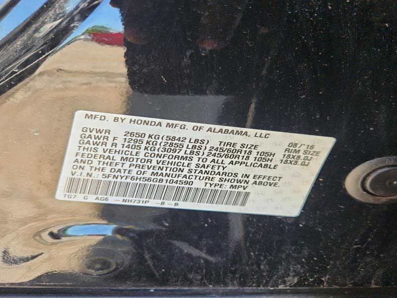 2016 HONDA PILOT EXL EXL 13