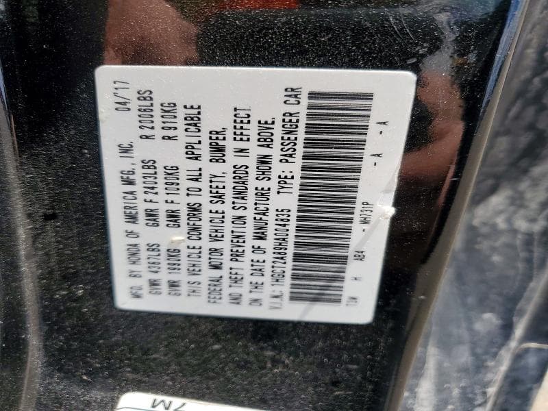 2017 HONDA ACCORD EXL EXL 12