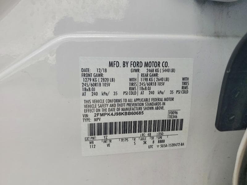 2019 FORD EDGE SEL 12