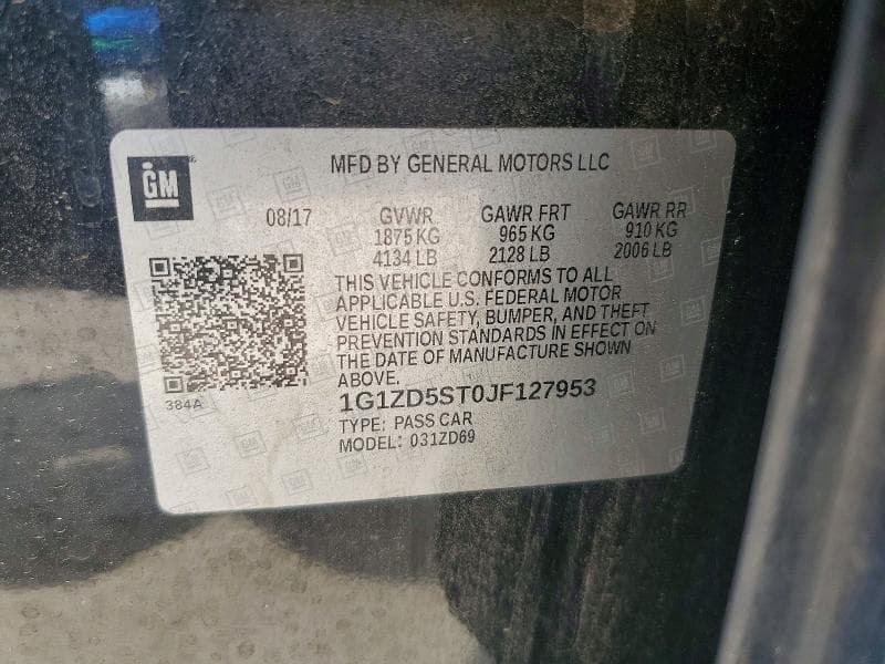 2018 CHEVROLET MALIBU LT LT 12