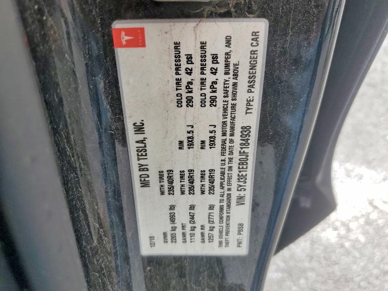 2018 TESLA MODEL 3 12