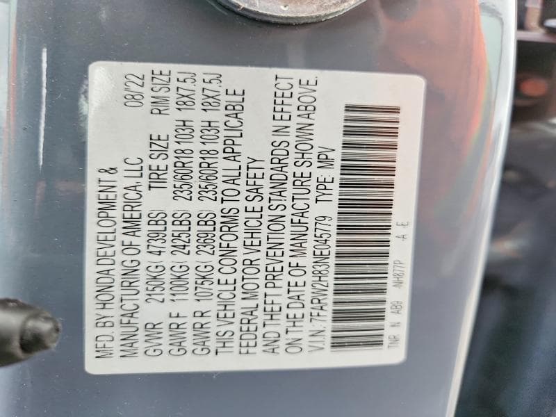 2022 HONDA CR-V EXL EXL 13