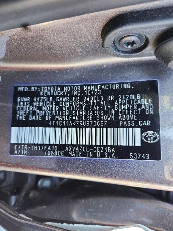 2024 TOYOTA CAMRY LE LE 12