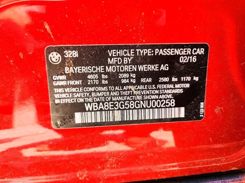 2016 BMW 328 XI SULEV XI SULEV 12