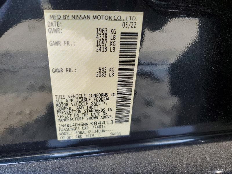 2022 NISSAN ALTIMA SV 12