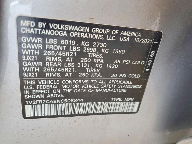2022 VOLKSWAGEN ATLAS SEL PREMIUM R-LINE 14