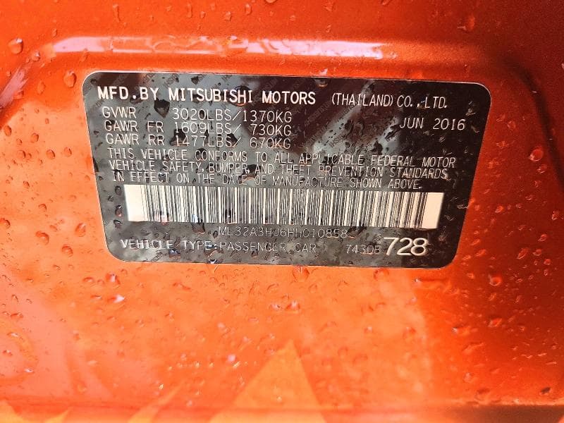 2017 MITSUBISHI MIRAGE ES 12