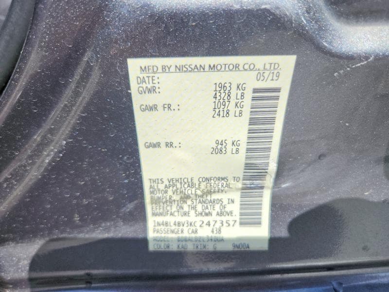 2019 NISSAN ALTIMA S S 12
