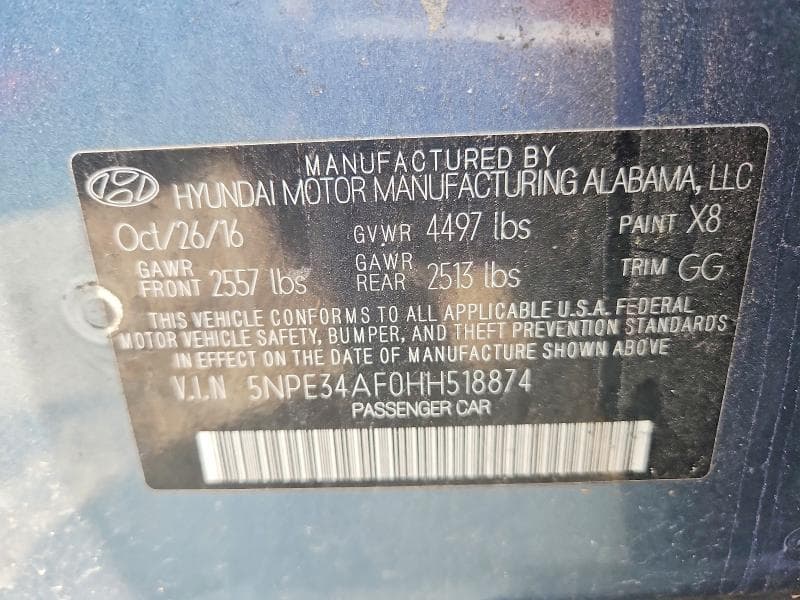 2017 HYUNDAI SONATA SPORT 13