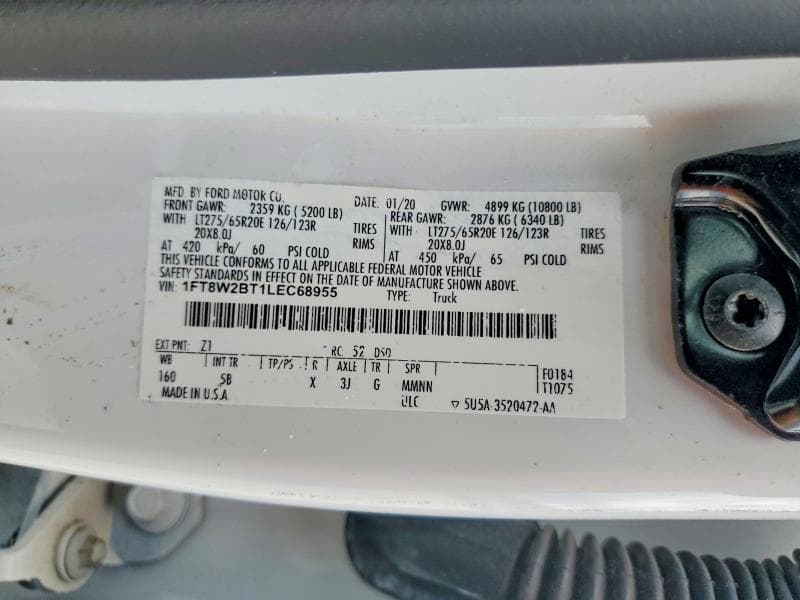 2020 FORD F250 SUPER DUTY SUPER DUTY 12