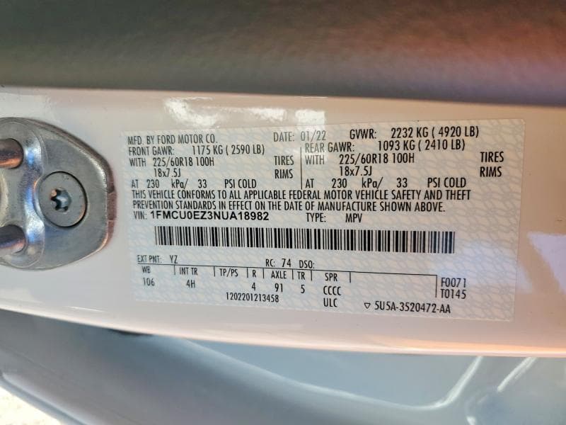 2022 FORD ESCAPE SE SE 12