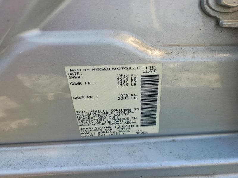 2021 NISSAN ALTIMA SR 12