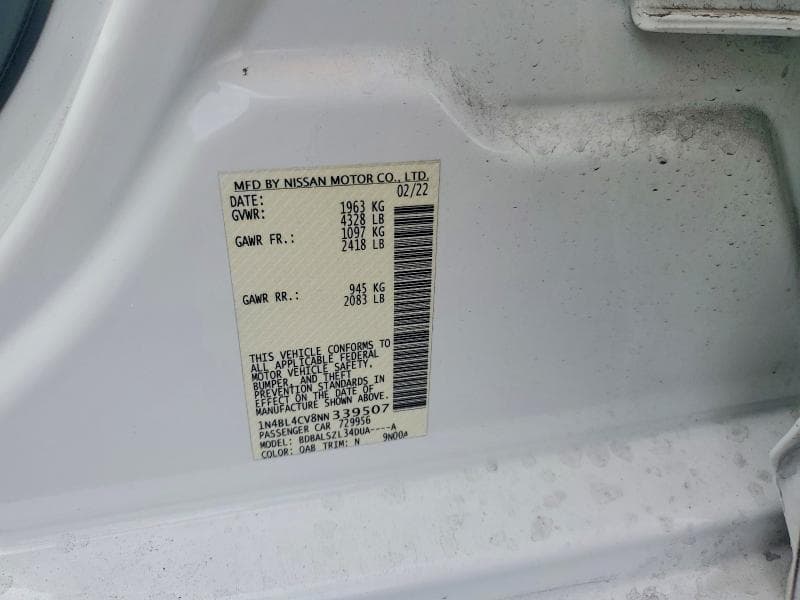 2022 NISSAN ALTIMA SR 12