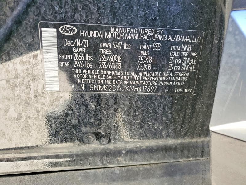 2022 HYUNDAI SANTA FE SEL SEL 12