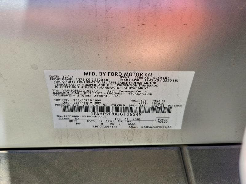 2018 FORD TAURUS LIMITED LIMITED 13