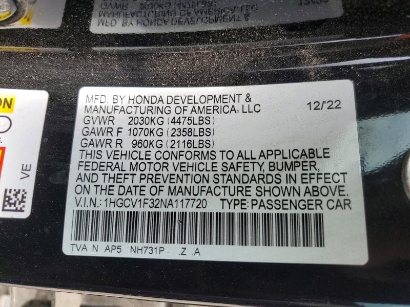 2022 HONDA ACCORD SPORT 12