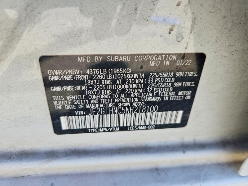 2022 SUBARU CROSSTREK LIMITED LIMITED 13