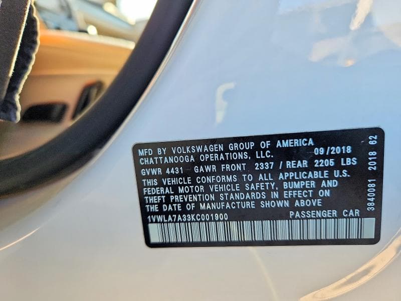 2019 VOLKSWAGEN PASSAT WOLFSBURG 13