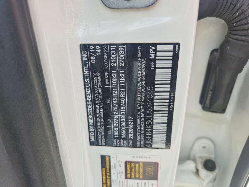 2020 MERCEDES-BENZ GLE 350 4MATIC 350 4MATIC 12