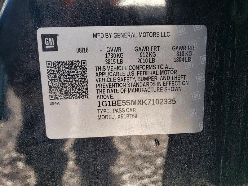 2019 CHEVROLET CRUZE LT 12
