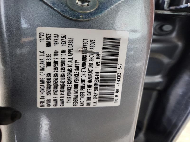 2021 HONDA CR-V TOURING TOURING 14