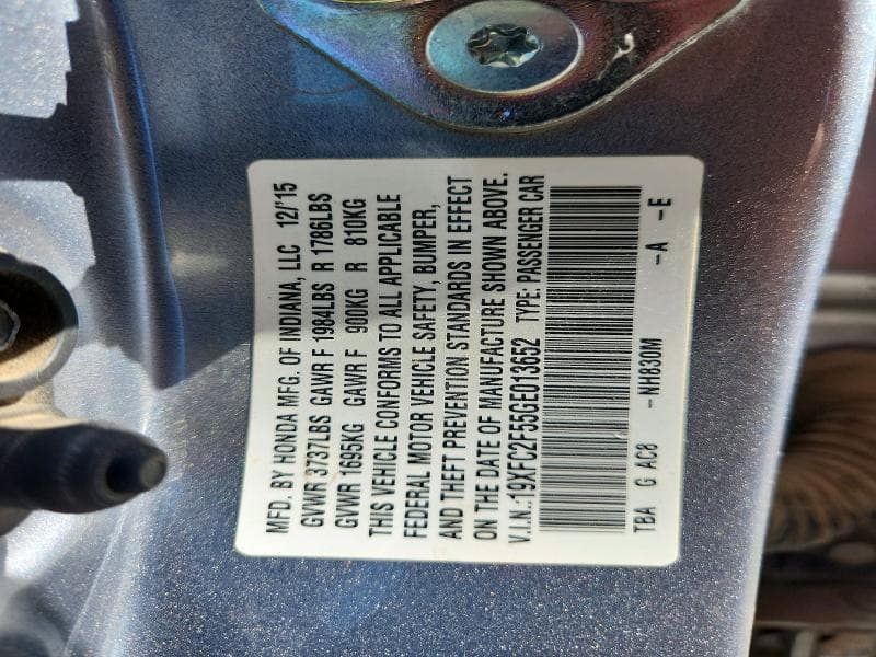 2016 HONDA CIVIC LX 12