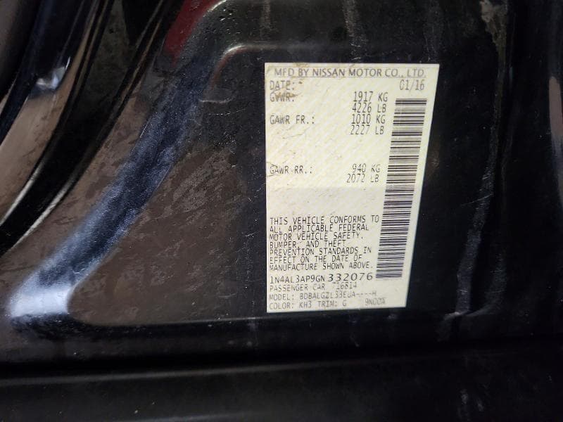 2016 NISSAN ALTIMA 2.5 S 12
