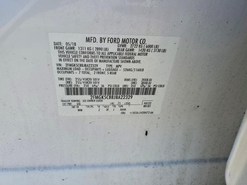 2018 FORD FLEX SEL SEL 13