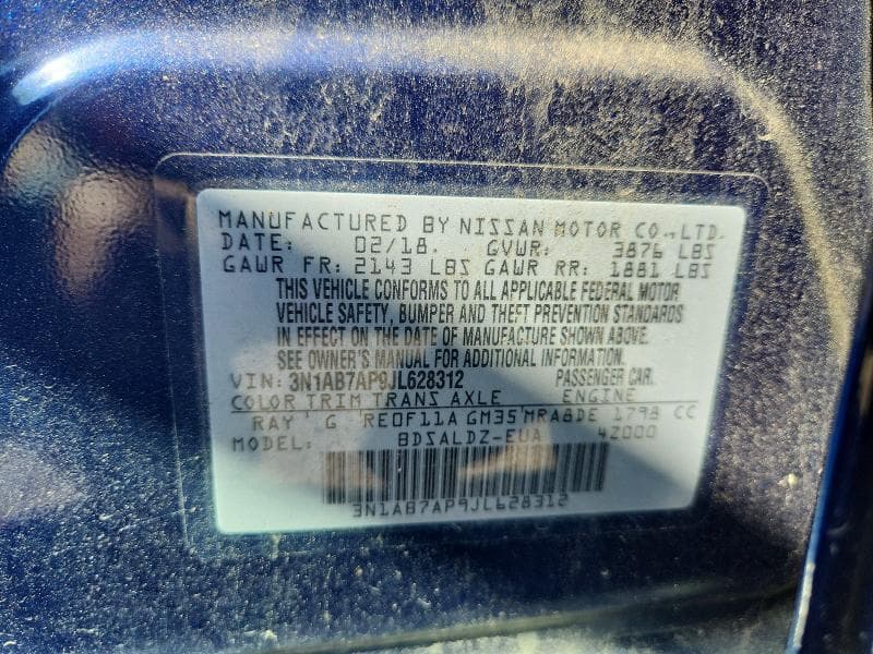 2018 NISSAN SENTRA SV SV 12