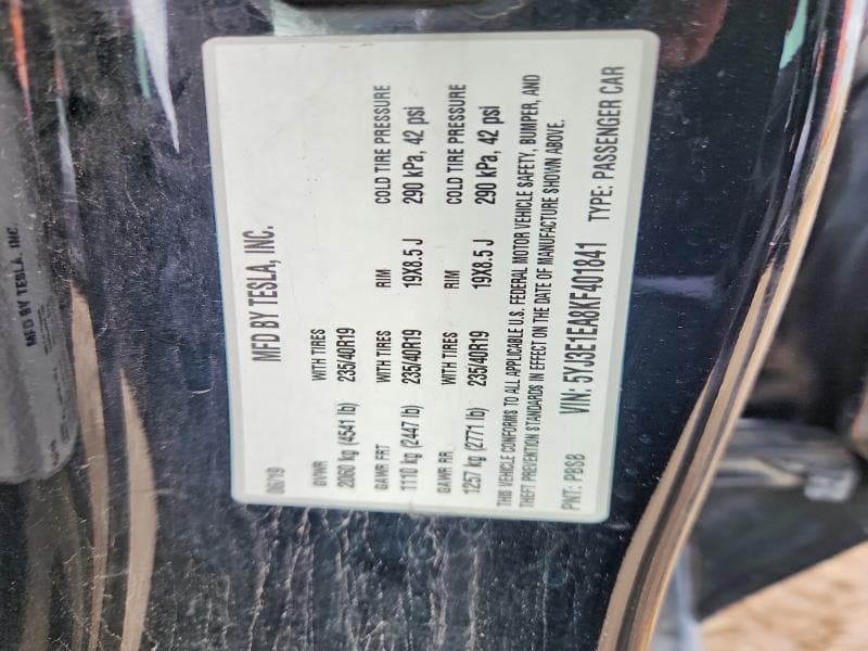 2019 TESLA MODEL 3 12