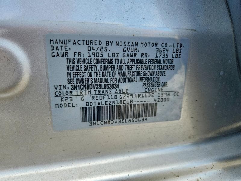 2025 NISSAN VERSA S S 12