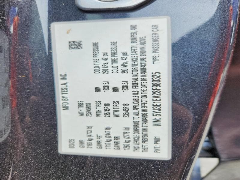 2025 TESLA MODEL 3 12