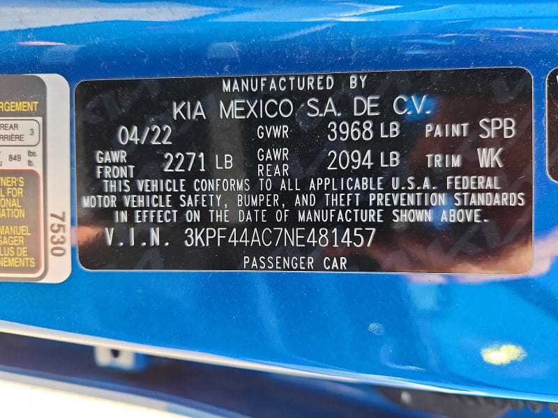 2022 KIA FORTE GT GT 12