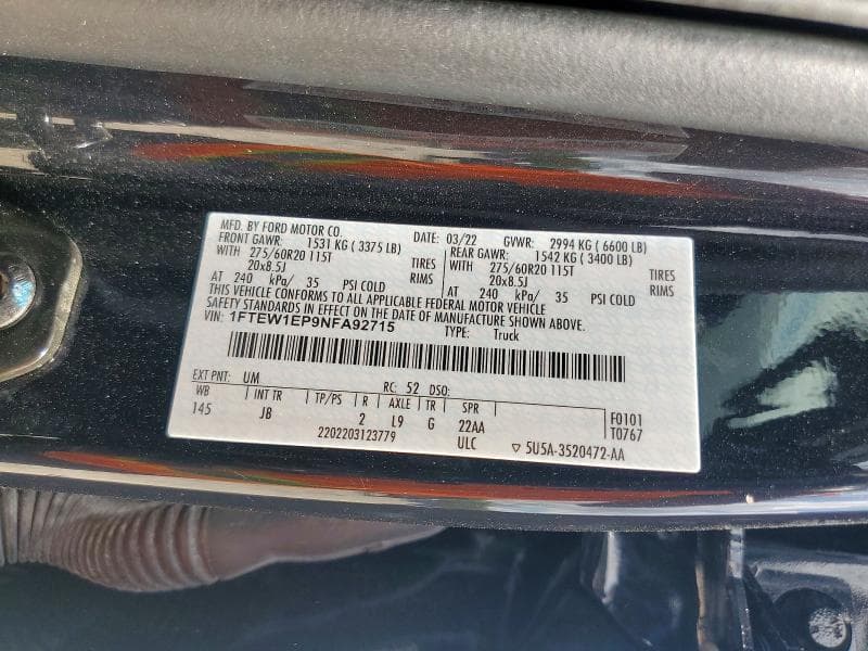 2022 FORD F150 SUPERCREW SUPERCREW 13