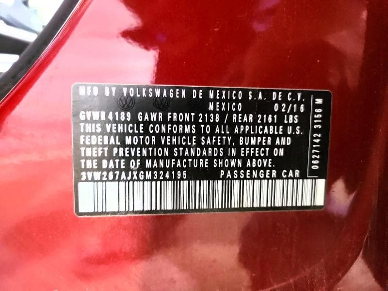 2016 VOLKSWAGEN JETTA S S 12